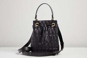 flo&sue black leather Quilted Bucket Bag
