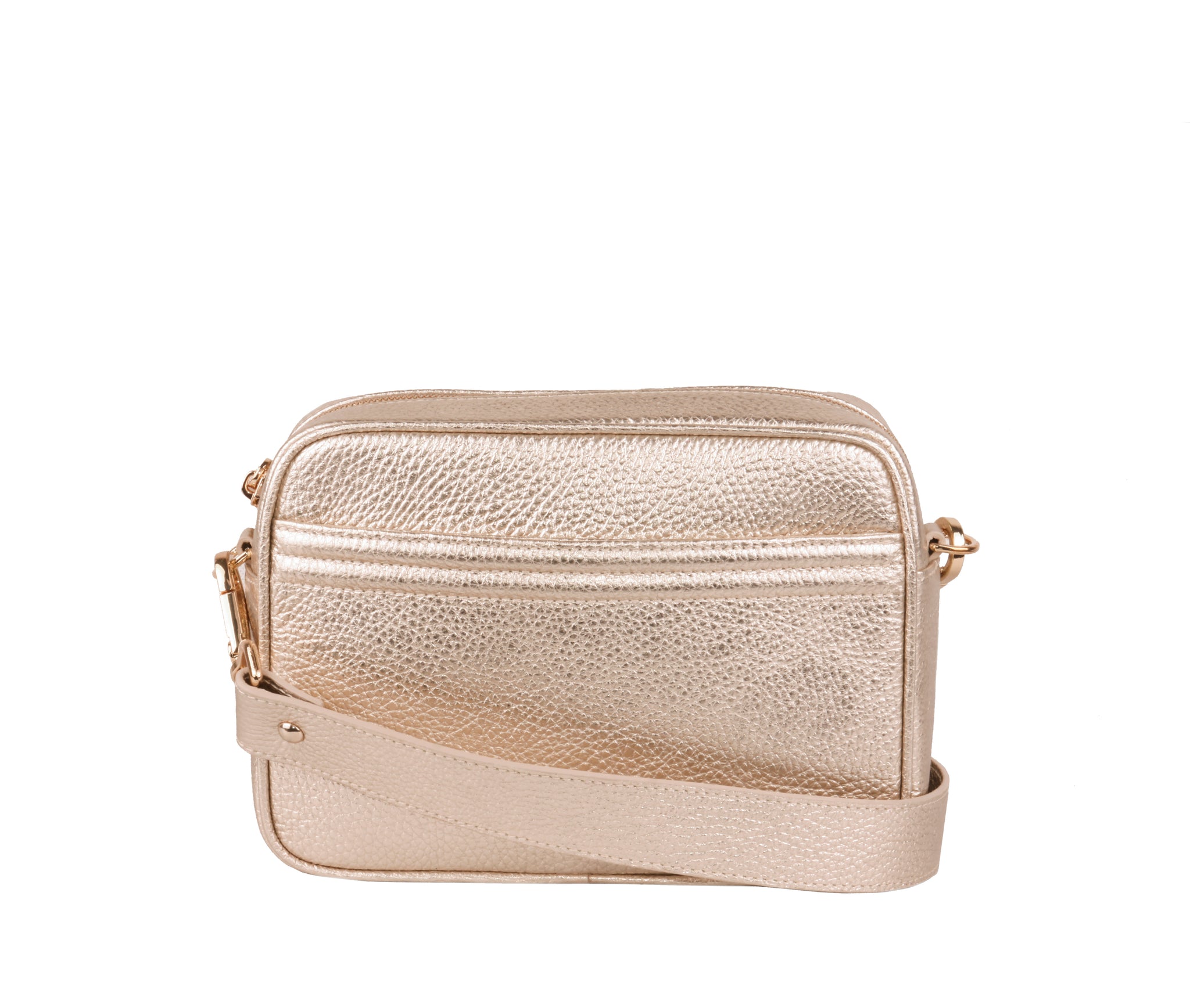 flo&sue Gold Italian Leather Crossbody Bag