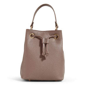 flo&sue Taupe Italian Leather Bucket Bag